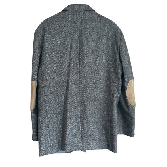 Hunt Valley 100% Pure Wool Brown Tweed Blazer 48L Suede Elbow Patches Made in US - Picture 3 of 12